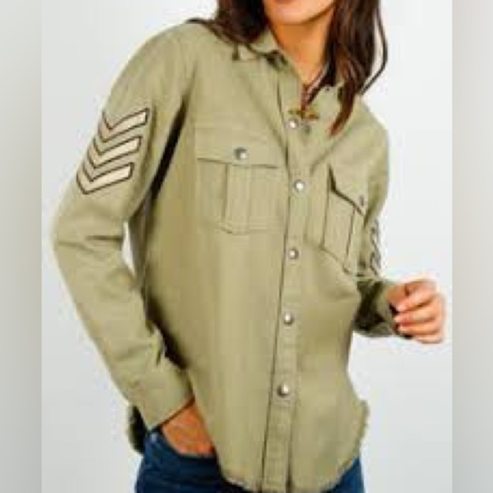 RAILS Loren canteen shirt jacket snap closure & cuffs military green size Large. - Picture 3 of 12